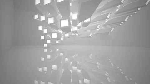 Abstract white interior multilevel public space with window. Video stock 89923624