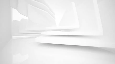 Abstract white interior multilevel public space with window.  Stock Footage 90107400