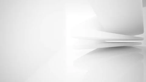 Abstract white interior multilevel public space with window.  Stock Footage 90107441