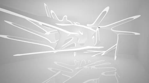 Abstract white interior multilevel public space with window.  Stock Footage 90217906