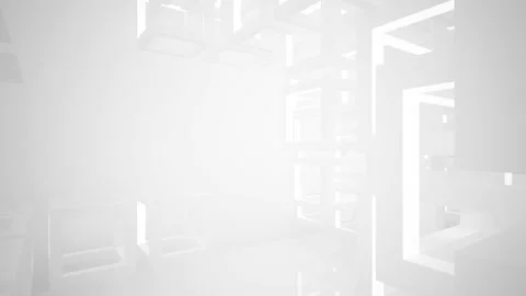 Abstract white interior multilevel public space with window.  Stock Footage 90223786