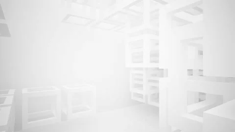 Abstract white interior multilevel public space with window.  Stock Footage 90223891