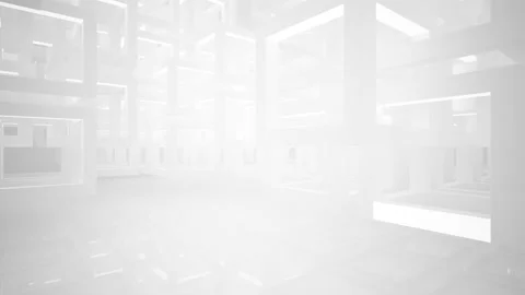 Abstract white interior multilevel public space with window.  Stock Footage 90223892