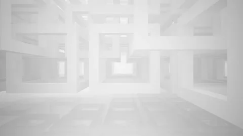 Abstract white interior multilevel public space with window.  Stock Footage 90223990