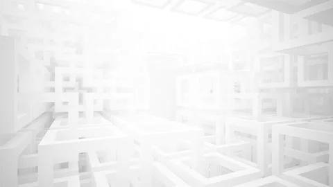 Abstract white interior multilevel public space with window.  Stock Footage 90224077