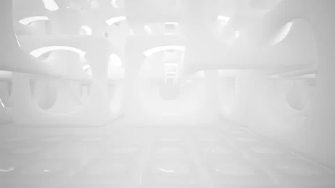 Abstract white interior multilevel public space with window.  Stock-Footage 90346545