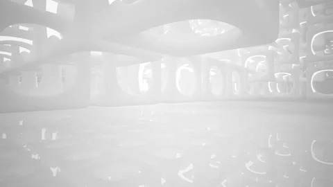 Abstract white interior multilevel public space with window.  Video stock 90346772