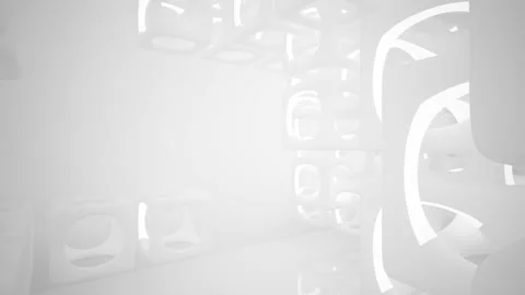 Abstract white interior multilevel public space with window.  Video stock 90347914