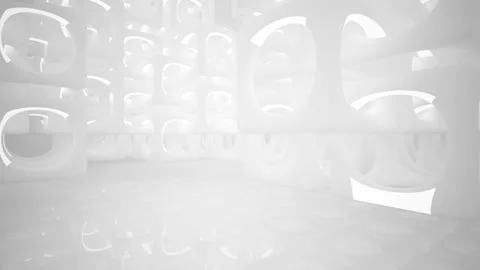 Abstract white interior multilevel public space with window.  Stock-Footage 90348217