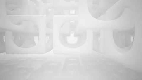 Abstract white interior multilevel public space with window.  Video stock 90475001