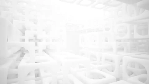 Abstract white interior multilevel public space with window.  Vídeos de archivo 90475049