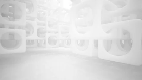 Abstract white interior multilevel public space with window.  Video stock 90475071