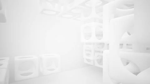 Abstract white interior multilevel public space with window.  Stock-Footage 90475073