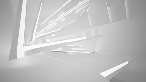 Abstract white interior multilevel public space with window. Vídeos de archivo 90539974