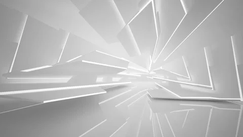 Abstract white interior multilevel public space with window. Vídeos de archivo 90540251