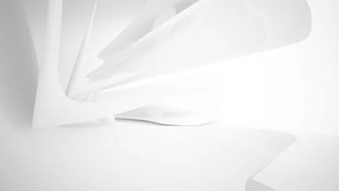 Abstract white interior multilevel public space with window. Stock-Footage 90689259