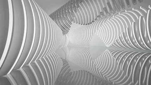 Abstract white interior multilevel public space with window. Stock Footage 90993980