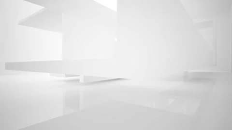 Abstract white interior multilevel public space with window. Stock Footage 92170326