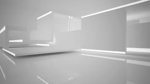 Abstract white interior multilevel public space with window. Vídeos de archivo 92288315