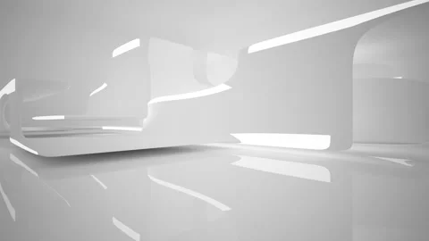 Abstract white interior multilevel public space with window. Stock Footage 92450908