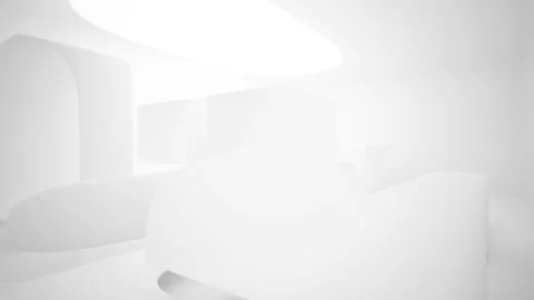 Abstract white interior multilevel public space with window.  Stock Footage 93014414