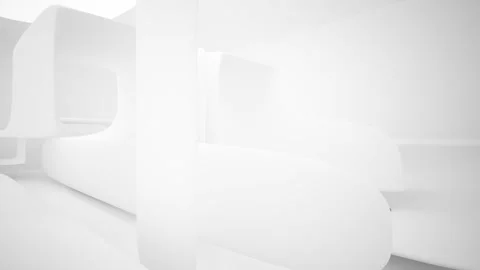 Abstract white interior multilevel public space with window.  Stock Footage 93014423