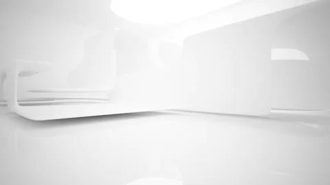 Abstract white interior multilevel public space with window.  Stock-Footage 93014425