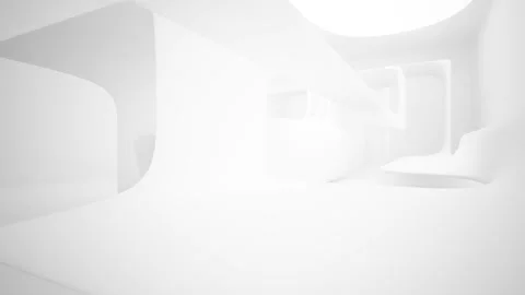 Abstract white interior multilevel public space with window.  Stock Footage 93014431