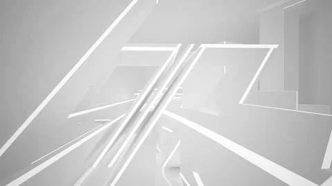 Abstract white interior multilevel public space with window. Stock Footage 93354624