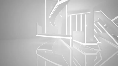 Abstract white interior multilevel public space with window. Stock Footage 93354705