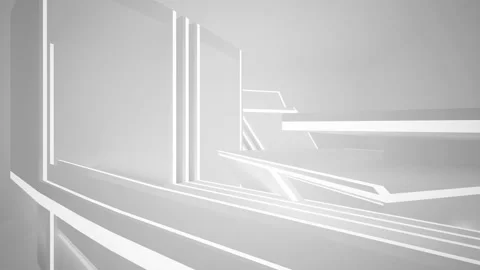 Abstract white interior multilevel public space with window. Stock Footage 93355429