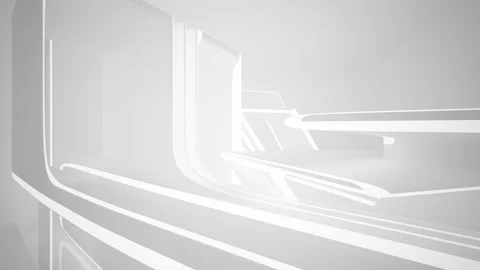 Abstract white interior multilevel public space with window.  Stock Footage 93928698