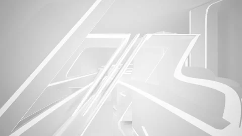 Abstract white interior multilevel public space with window.  Stock Footage 93928744