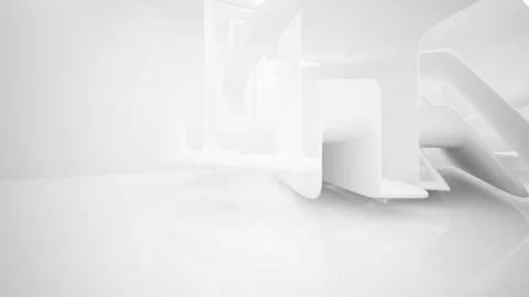 Abstract white interior multilevel public space with window.  Stock Footage 93930371