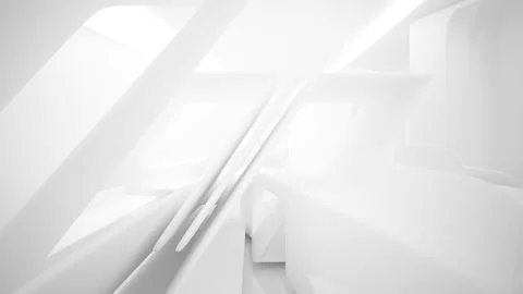 Abstract white interior multilevel public space with window.  Stock Footage 93930401