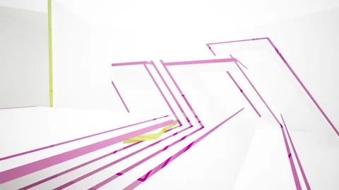 Abstract white interior multilevel public space with colored lines . Stock Footage 93967366