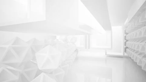 Abstract white interior multilevel public space with window.  Stock Footage 93991838