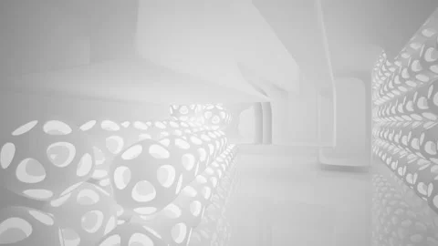 Abstract white interior multilevel public space with window.  Stock-Footage 94018873