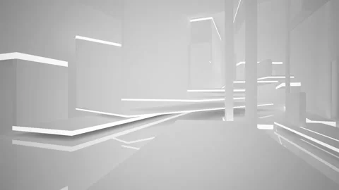 Abstract white interior multilevel public space with window.  Stock Footage 96333226