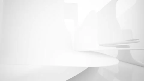 Abstract white interior multilevel public space with window Stock Footage 96696555