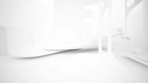 Abstract white interior multilevel public space with window Stock Footage 96696783