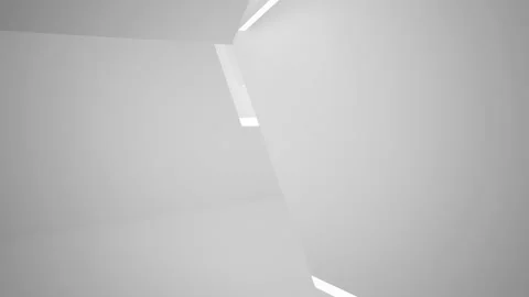 Abstract white interior multilevel public space with window Stock Footage 96726302