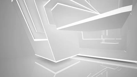 Abstract white interior multilevel public space with window Stock Footage 96726522
