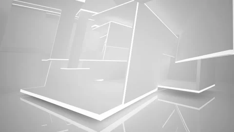 Abstract white interior multilevel public space with window Stock Footage 96727248