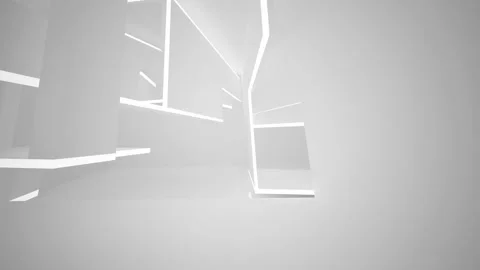Abstract white interior multilevel public space with window Stock Footage 96727531