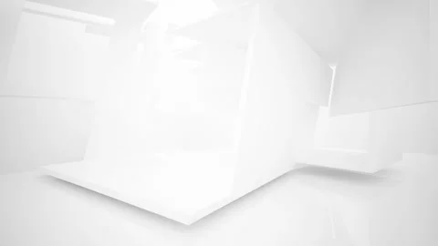 Abstract white interior multilevel public space with window Stock Footage 96727583