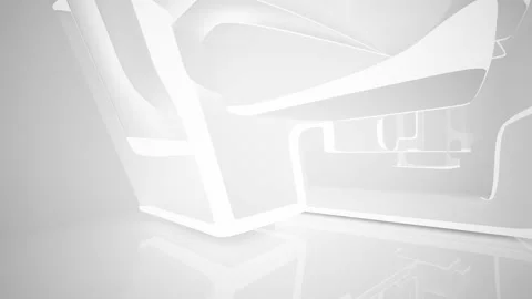 Abstract white interior multilevel public space with window.  Stock Footage 100614106