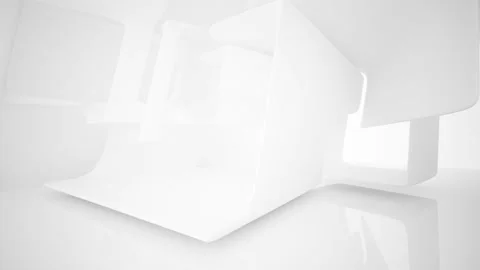 Abstract white interior multilevel public space with window.  Stock Footage 100614567