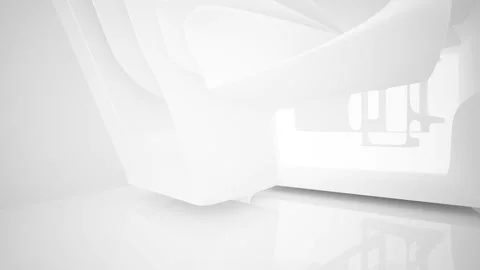 Abstract white interior multilevel public space with window.  Video stock 100615323