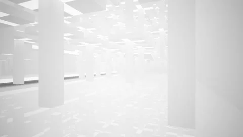 Abstract white interior multilevel public space with window.  Stock Footage 100691999